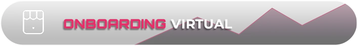 Botão com o texto “Onboarding Virtual” em fundo preto degradê com gráfico rosa e ícone de loja