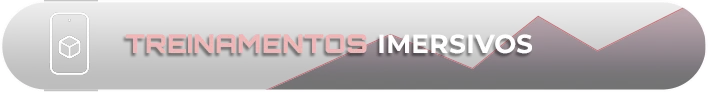 Botão com o texto “Treinamentos Imersivos” sobre fundo escuro com gráfico rosa e ícone de cubo 3D