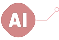 Ícone de Inteligência Artificial com fundo rosa.