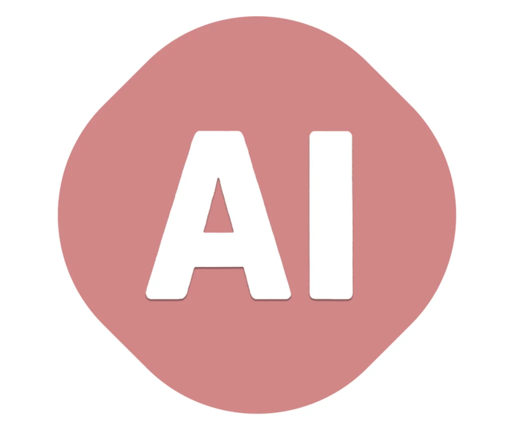 Ícone de Inteligência Artificial com fundo rosa.