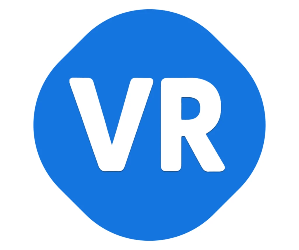 Ícone azul com as letras VR em branco